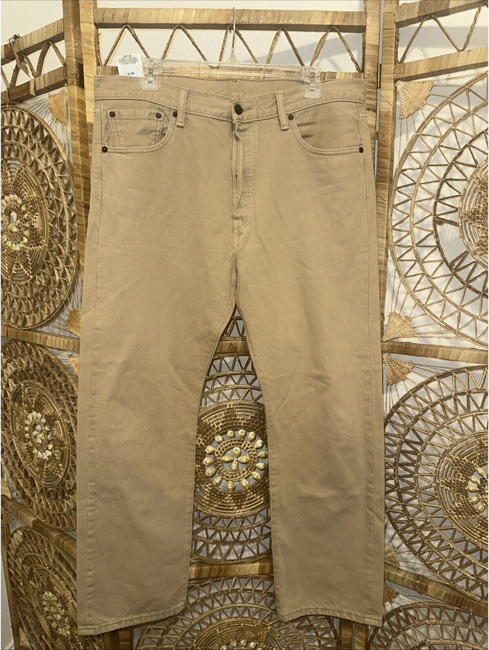 Vintage Levis 501 Button Fly Jeans Men 34x29 Tan Kha Denim Red Tab Straight Leg